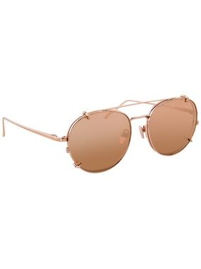 Linda Farrow LFL646 Rose Gold Titanium Clip On Sunglasses Glasses Full Set NWT